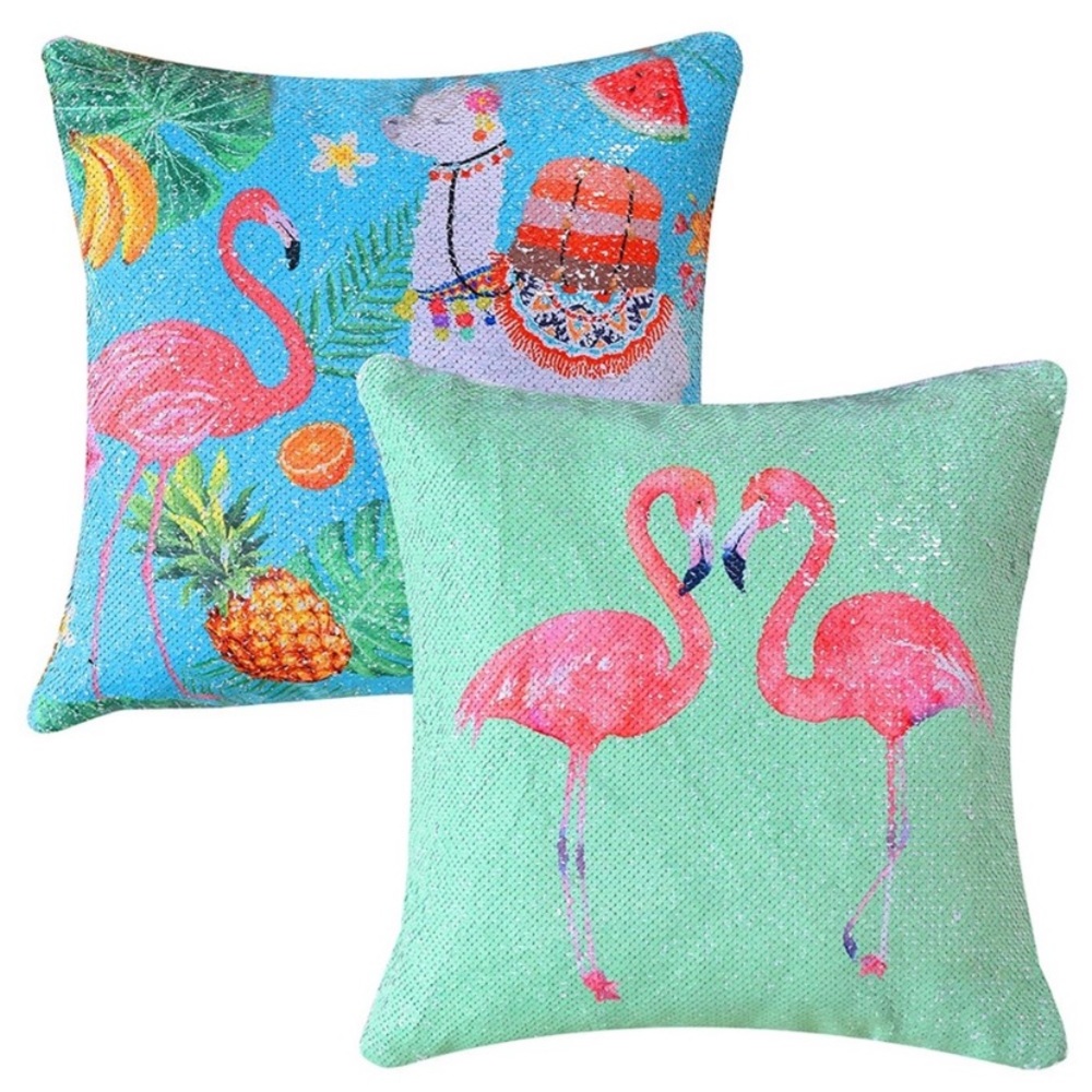 🦋3/$15 Flamingos/Lama Reversible Sequin Pillowcase